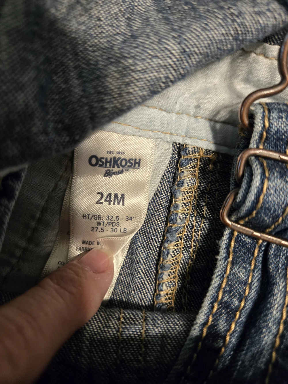 OshKosh B'gosh Big Logo Embroidered Denim Overalls 24M Graphic